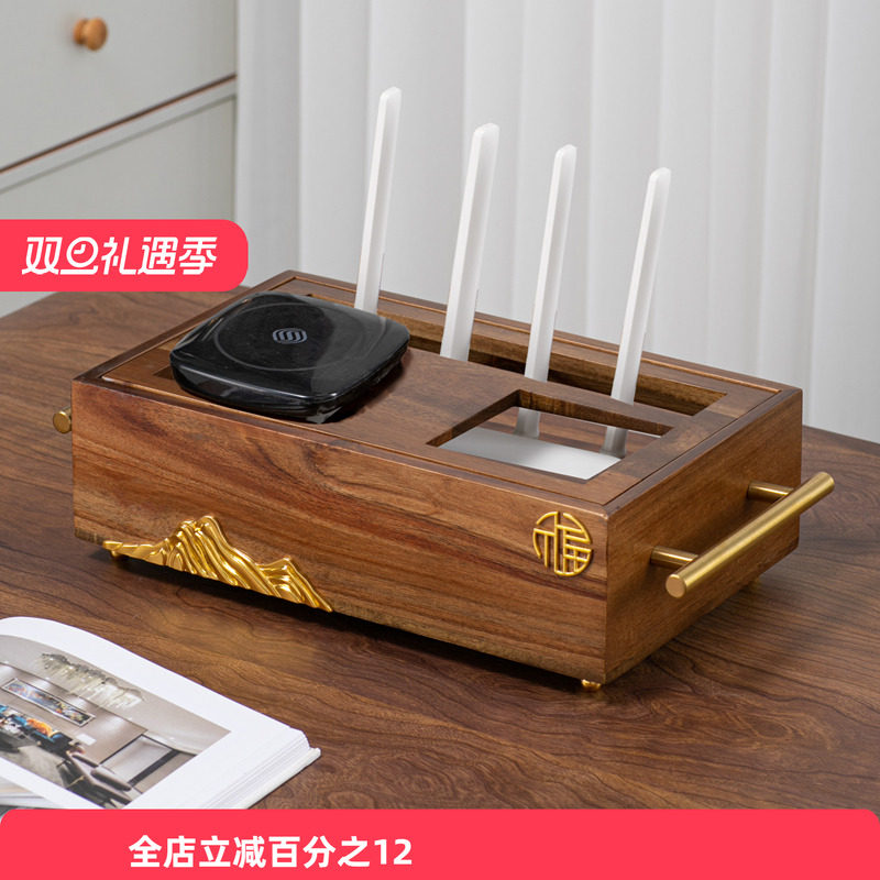 电线收纳盒承陵实木藏电线神器