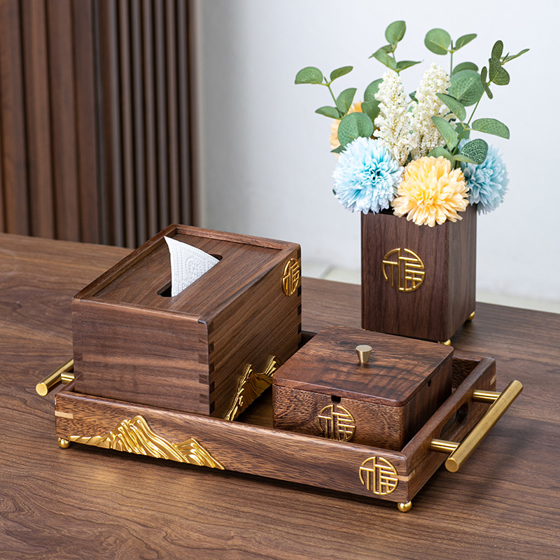 多功能纸抽盒实木餐桌新中式纸巾盒轻奢家用客厅茶几抽纸盒高级感,家居饰品,装饰纸巾盒,淘宝优惠券,粉丝福利购,淘宝优惠卷