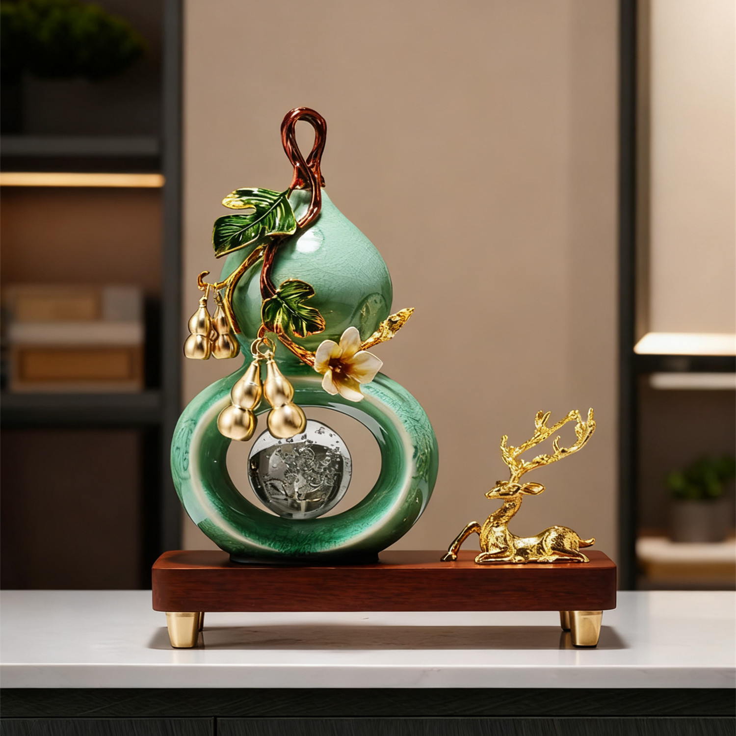 新中式客厅玄关陶瓷水晶葫芦摆件乔迁礼物电视柜办公室家居装饰品,家居饰品,装饰摆件,淘宝优惠券,粉丝福利购,淘宝优惠卷