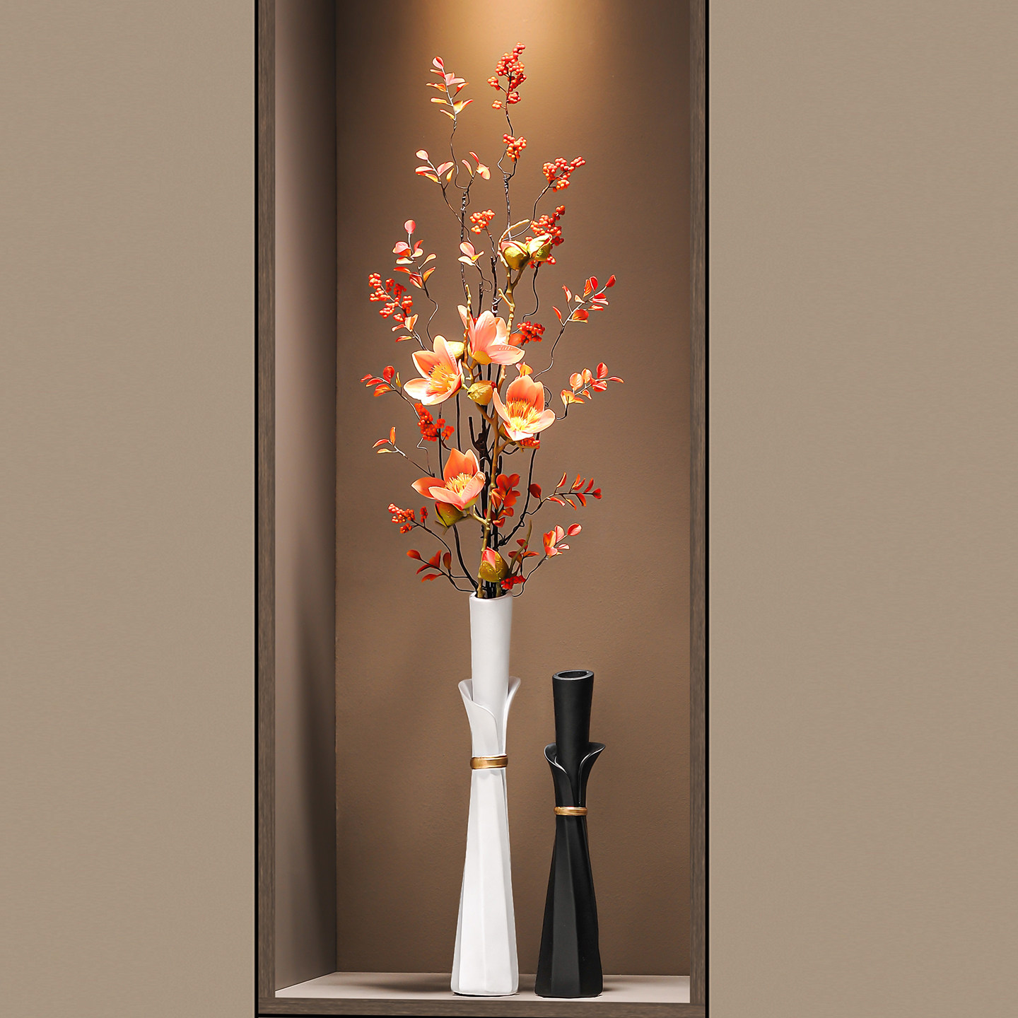 简约玄关入户细长竖高花瓶摆件客厅壁龛仿真花装饰乔迁开业礼物,家居饰品,装饰摆件,淘宝优惠券,粉丝福利购,淘宝优惠卷