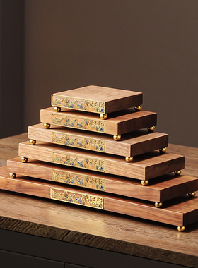 北美黑胡桃木实木底座摆件