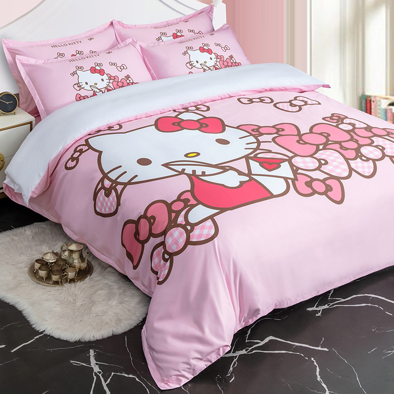 卡通四件套床上用品三件套纯白色旅馆被套纯棉套件酒店床品床单式