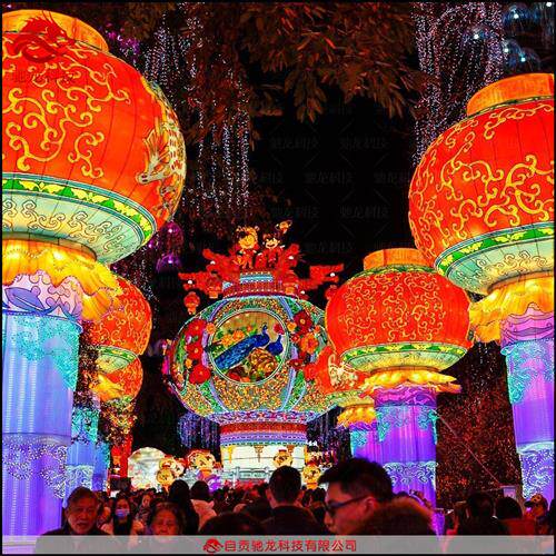 新年彩门装饰商场儿童馆夜景装扮迎春造型彩灯拱门元宵花灯定制