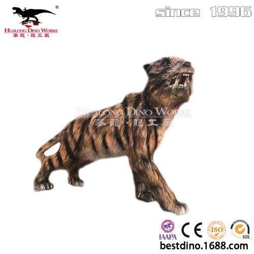 仿真粘毛剑齿虎模型机械电动动物园互动拍照讲解华龙龙工厂