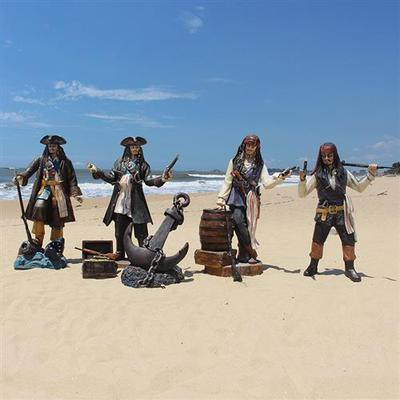 玻璃钢加勒比海盗船长雕塑大型摆件家居软装装饰仿真鲨鱼螃蟹模型