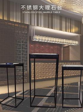 不锈钢加大理石底座台现代简约工艺摆件基座装饰门厅玄关落地雕塑