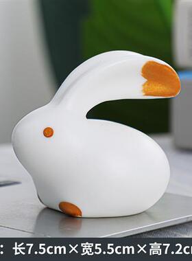 卡通动物大长耳朵兔子雕塑网红奶茶店餐厅玻璃钢摆件商场橱窗美陈