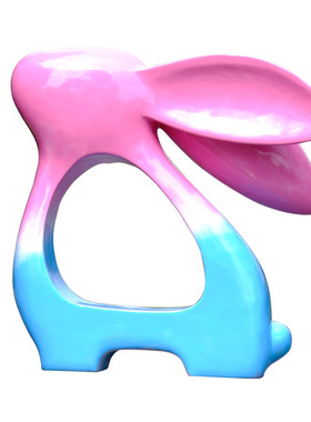 卡通兔子座椅新春大型雕塑户外小区公园步行街房地产打卡玻璃钢摆