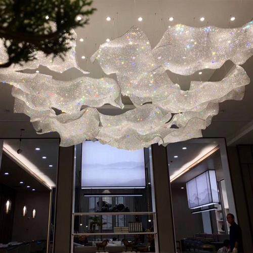 酒店大堂展厅沙盘K水晶网吊灯定高端会所别墅装饰吊灯厂家制