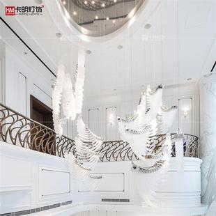 酒店大堂复式 饰挂件灯具定制 别墅楼楼梯间长吊灯售楼部沙盘翅膀装