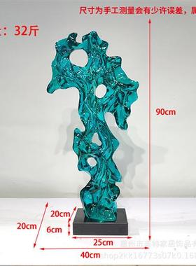 现代酒店大堂抽象太湖石摆件透明树脂落地雕塑售楼处软装饰艺术品
