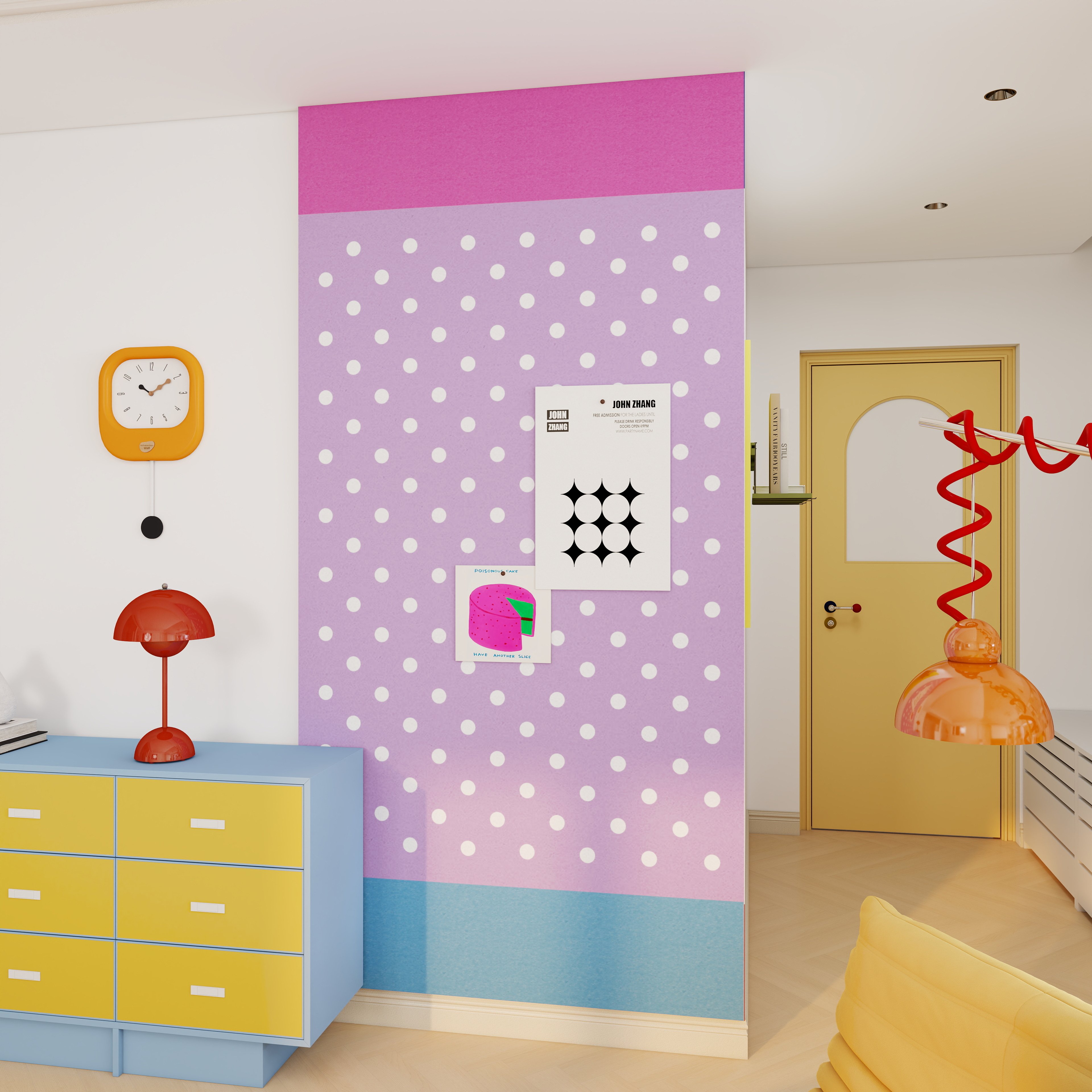 撞色波点毛毡板照片墙客厅沙发背景墙装饰墙贴免打孔不伤墙护墙板