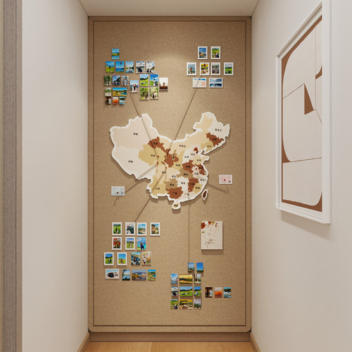 毛毡地图墙贴创意照片墙