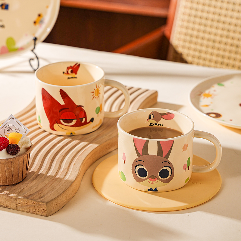 高颜值陶瓷水杯卡通石纹马克杯