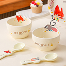 轻奢疯狂动物城卡通陶瓷饭碗2025新款 高颜值餐具可爱家用米饭碗