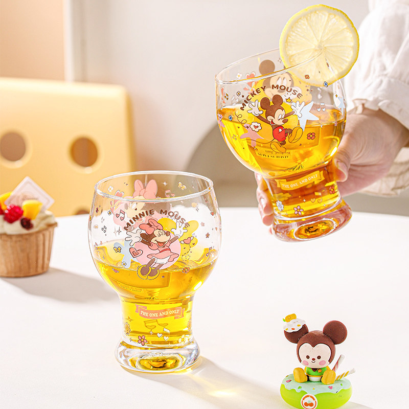 迪士尼高颜值玻璃杯家用透明喝水杯2026新款酒杯果汁杯冷饮杯子