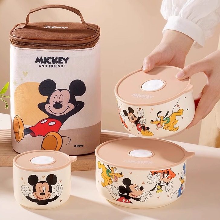 轻奢米奇陶瓷保鲜碗带盖餐盒2025新款微波炉加热饭盒高颜值餐具,餐饮具,保鲜盒,淘宝优惠券,粉丝福利购,淘宝优惠卷