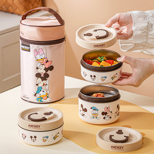 食品级饭盒家用可爱儿童便当盒 米奇卡通不锈钢保鲜盒2025新款