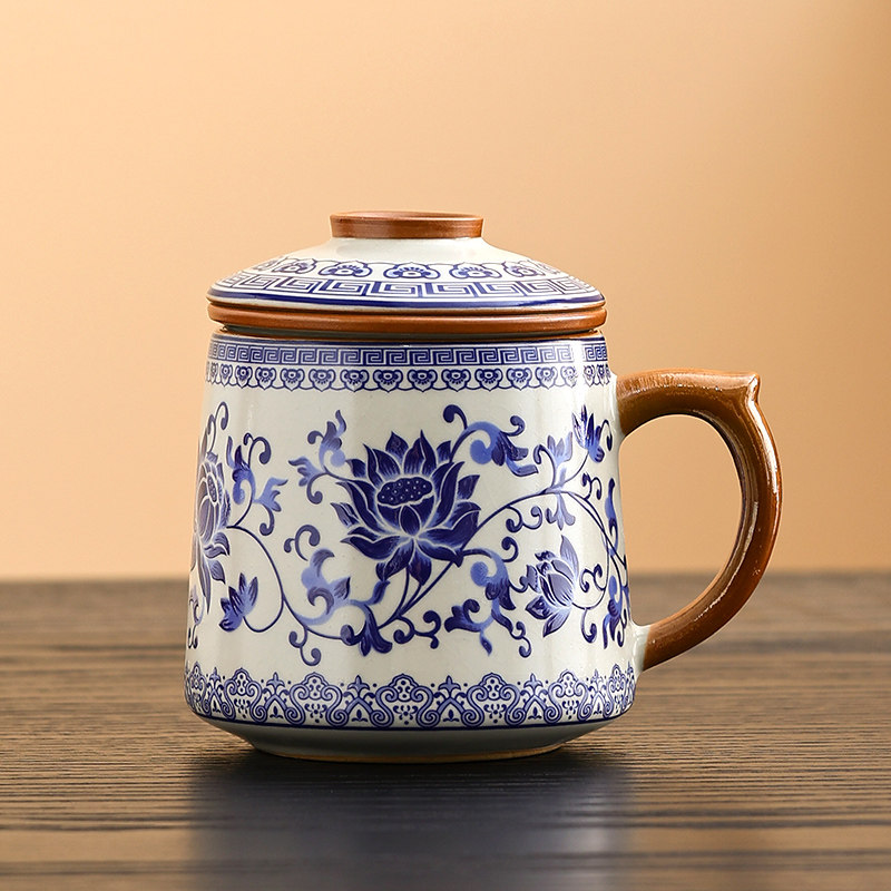 汝窑办公杯茶杯茶水分离水杯男士个人专用陶瓷马克杯杯子高档礼盒,餐饮具,茶杯,淘宝优惠券,粉丝福利购,淘宝优惠卷