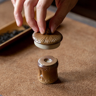 粗陶盖置柿子盖托壶碗盖架盖搁茶具配竹子茶席雅间放茶壶盖碗盖