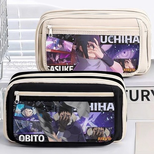 火影笔袋佐助带土鸣人大容量小学初中女生男孩动漫多层文具收纳盒