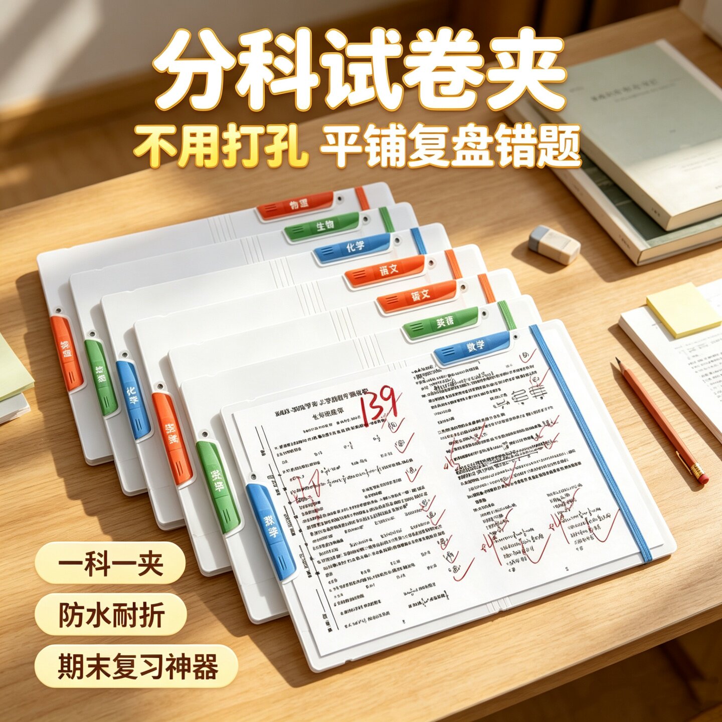试卷夹收纳袋双拉杆A3深色复古绑带文件夹学生专用试卷资料整理夹