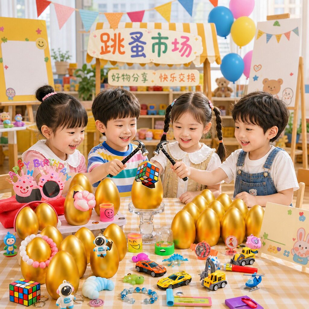 跳蚤市场小商品幼儿园小学生义卖六一儿童节礼物砸金蛋盲盒玩具敲