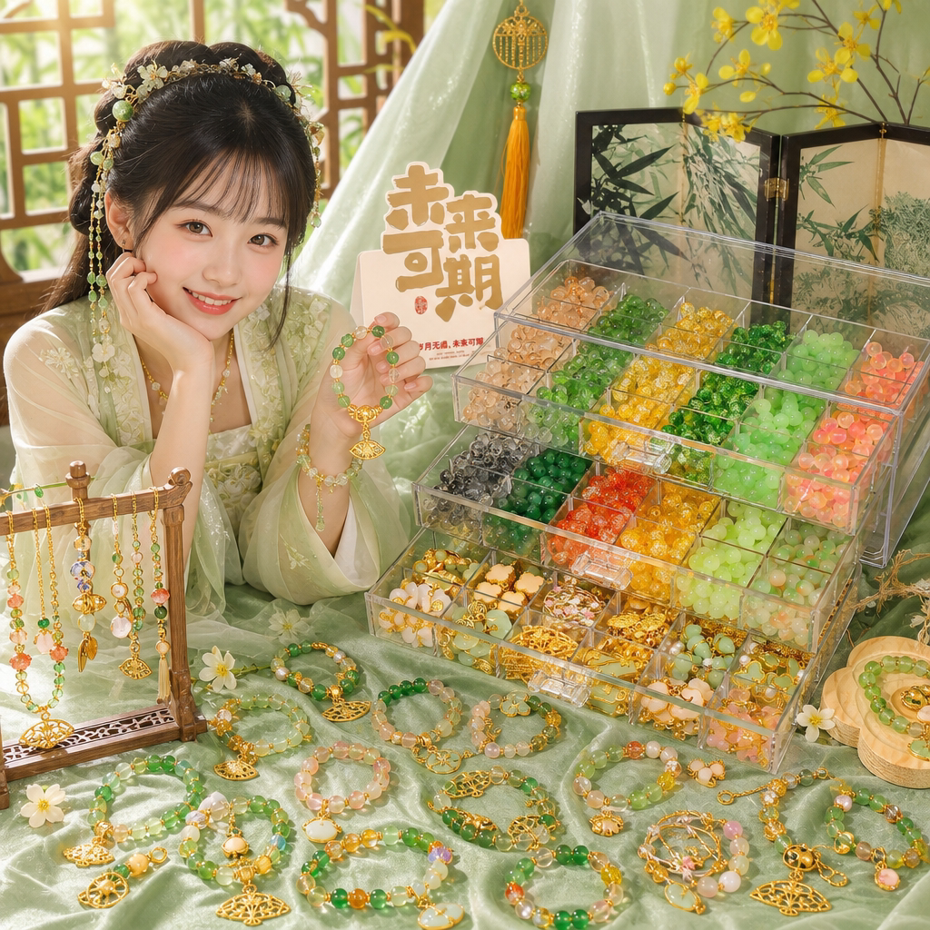 儿童手工diy国风串珠礼盒玩具