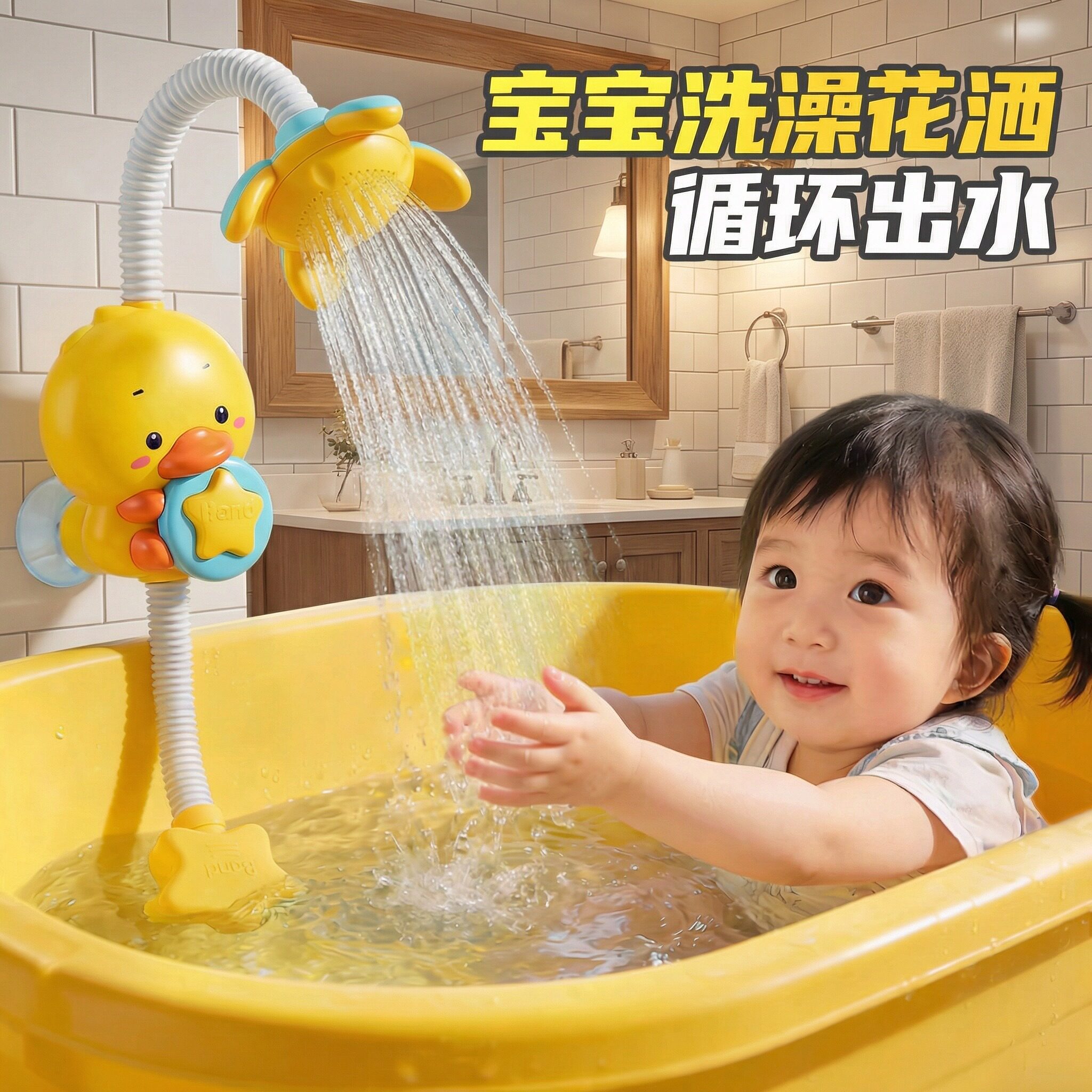 2026新款小黄鸭洗澡花洒戏水玩具