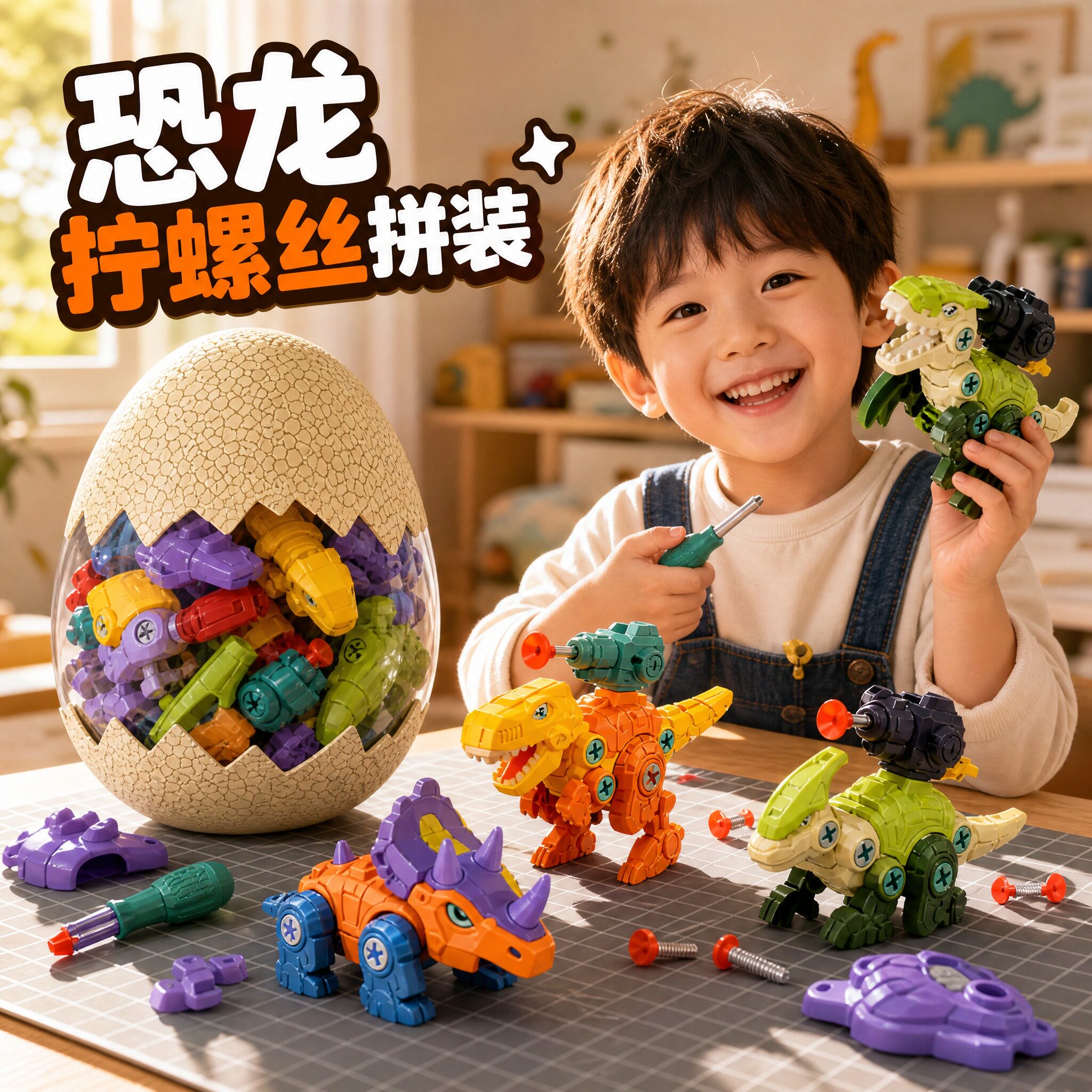 仿真恐龙拧螺丝拆装儿童玩具套装