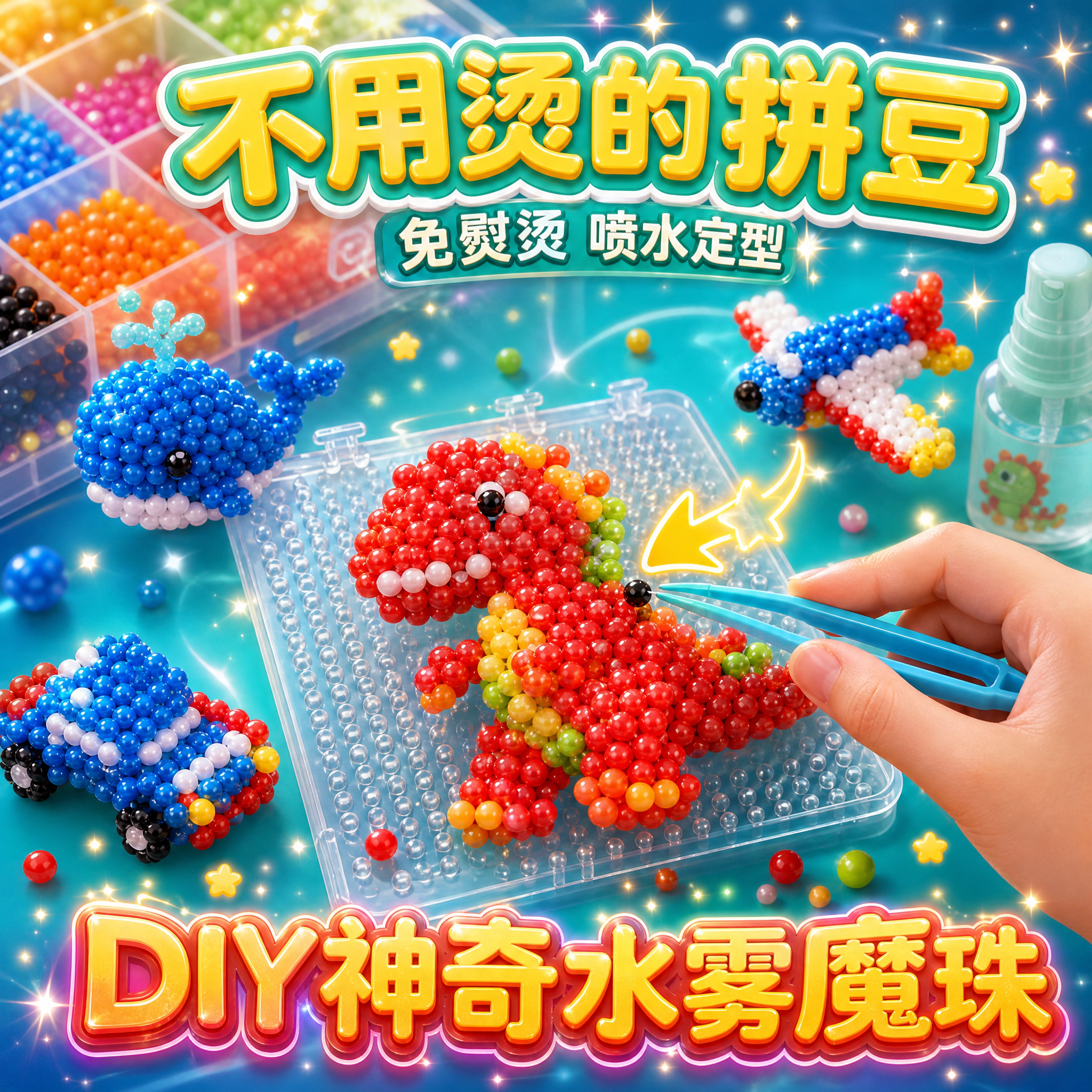 不用烫的拼豆diy男孩水雾魔珠图片