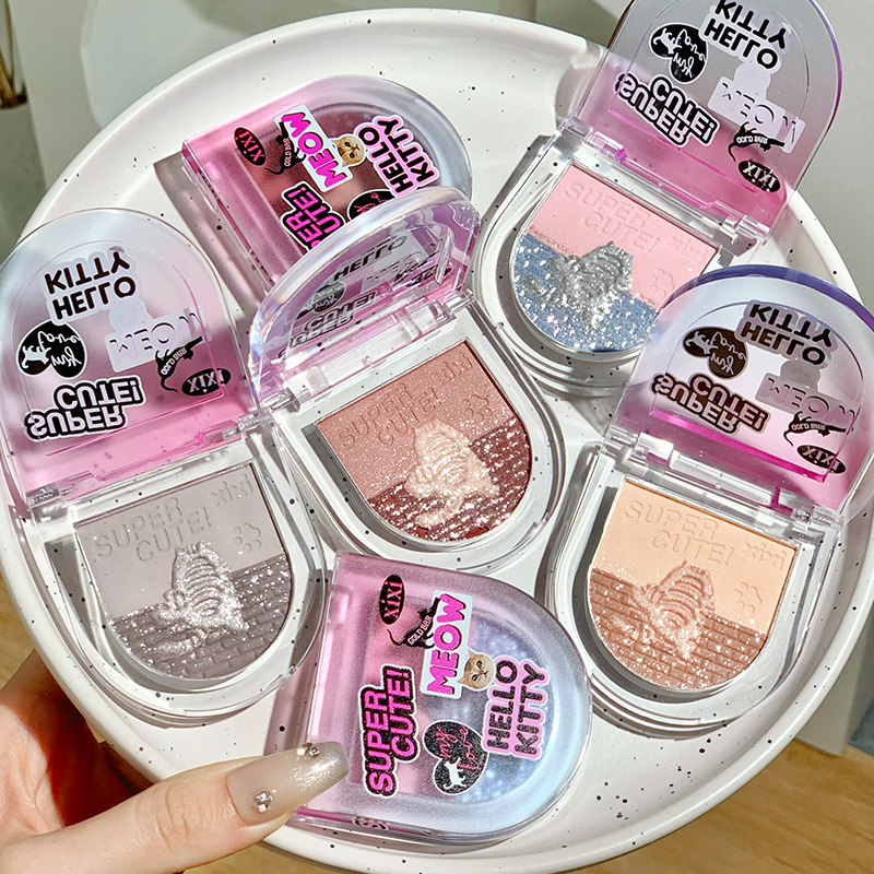 新款推荐古德猫宁三色眼影盘哑光珠光碎钻新手学生低保和暖棕