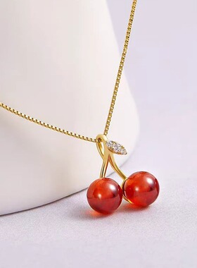 日系coss kokos925银樱桃项链女夏简约小众设计轻奢高级感红