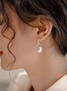 日系coss koko法式s925银珍珠耳环复古百搭高级感镶锆石耳圈diy