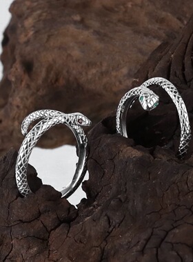 日系coss kokos银灵蛇戒指男女小众高级感轻奢设计百搭时尚食指