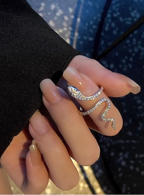 日系coss koko925银蛇形戒指女冷淡风轻奢小众ins潮开口食指手饰