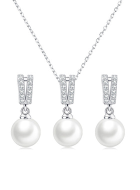 日系coss koko欧美s925银珍珠耳环项链套装女时尚高级感吊坠diy