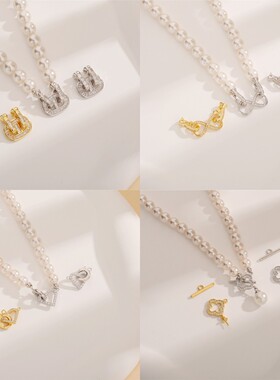 日系coss kokos925银锆石蝴蝶结珍珠双扣手链连接扣收尾扣diy扣