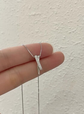 日系coss kokos925银几何线条双扣项链女小众设计感简约新款潮吊