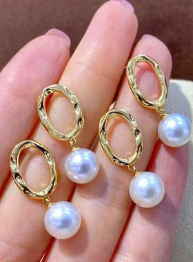 日系coss kokos925银巴洛克珍珠耳钉女个性冷淡风不规则秋冬款