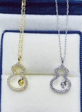 日系coss koko原创设计葫芦珍珠项链女s925银diy空托配件珍珠