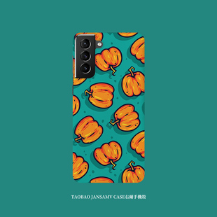 南瓜手机壳适用用三星S25ultra手机壳红色s24/s23/s22note20ultra半包硬壳韩国涂层菲林个性创意新款