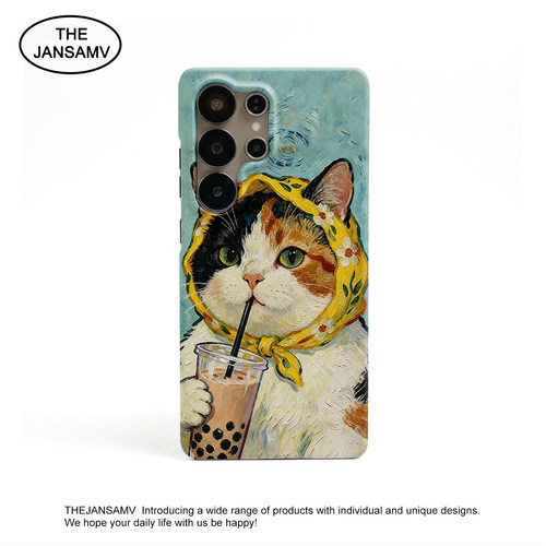 头巾奶茶猫适用三星S26ultra手机壳s24/s23/s22note20ultra/s25ultra半包硬壳韩国涂层菲林个性创意新款
