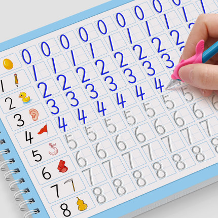 儿童数字练字帖幼儿园凹槽控笔训练字帖中大班入门描红练字本幼小衔接每日一练初学者专用学写字反复使用数字拼音汉字画画全套练习