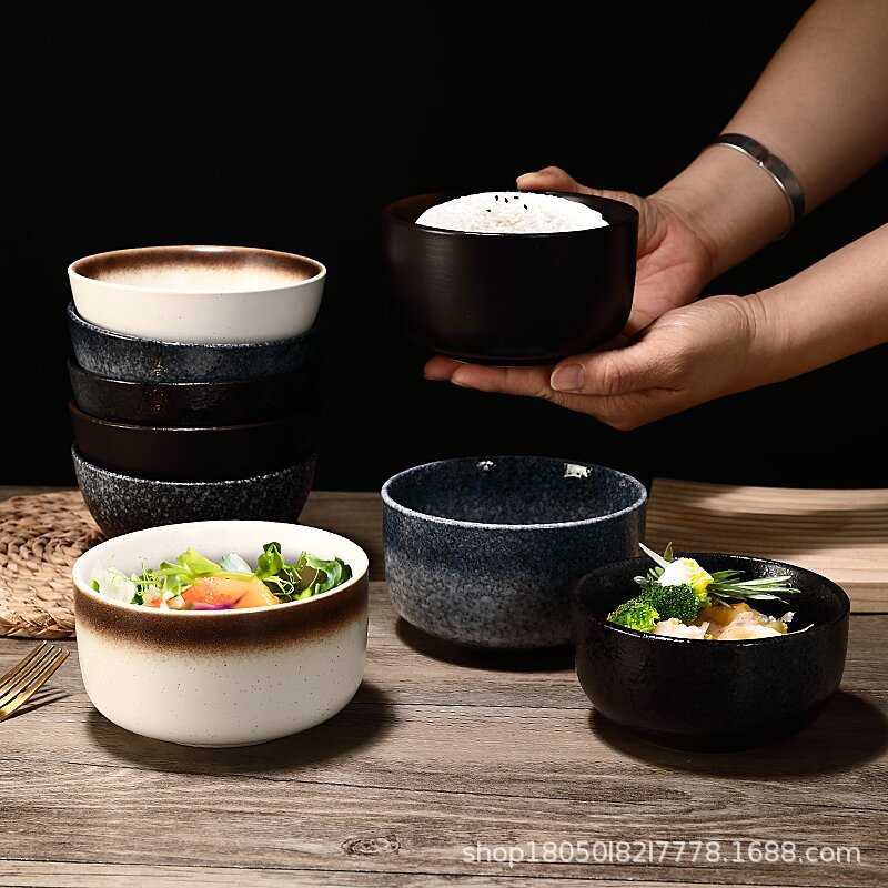 日式复古园野陶瓷餐具盖饭碗用饭碗餐厅沙拉碗法海钵拉面碗汤碗