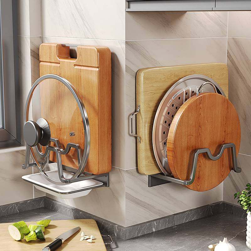 免打孔菜板架锅盖架厨房置物架砧板架案板放置架子墙上壁挂收纳架,收纳整理,书桌收纳置物架,淘宝优惠券,粉丝福利购,淘宝优惠卷