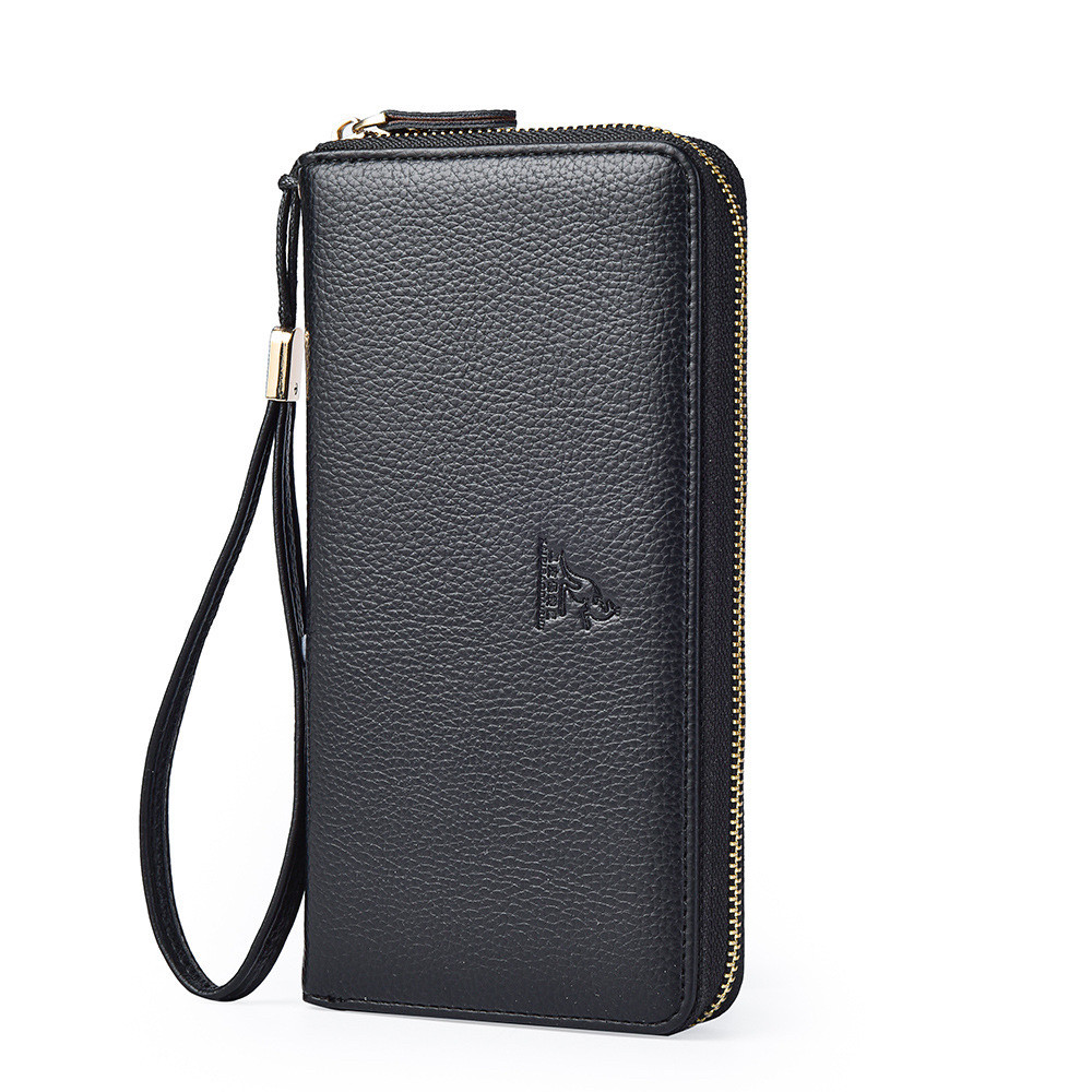 男士手包长款真皮质感拉链大容量可放手机荔枝纹商务卡包手拿皮夹