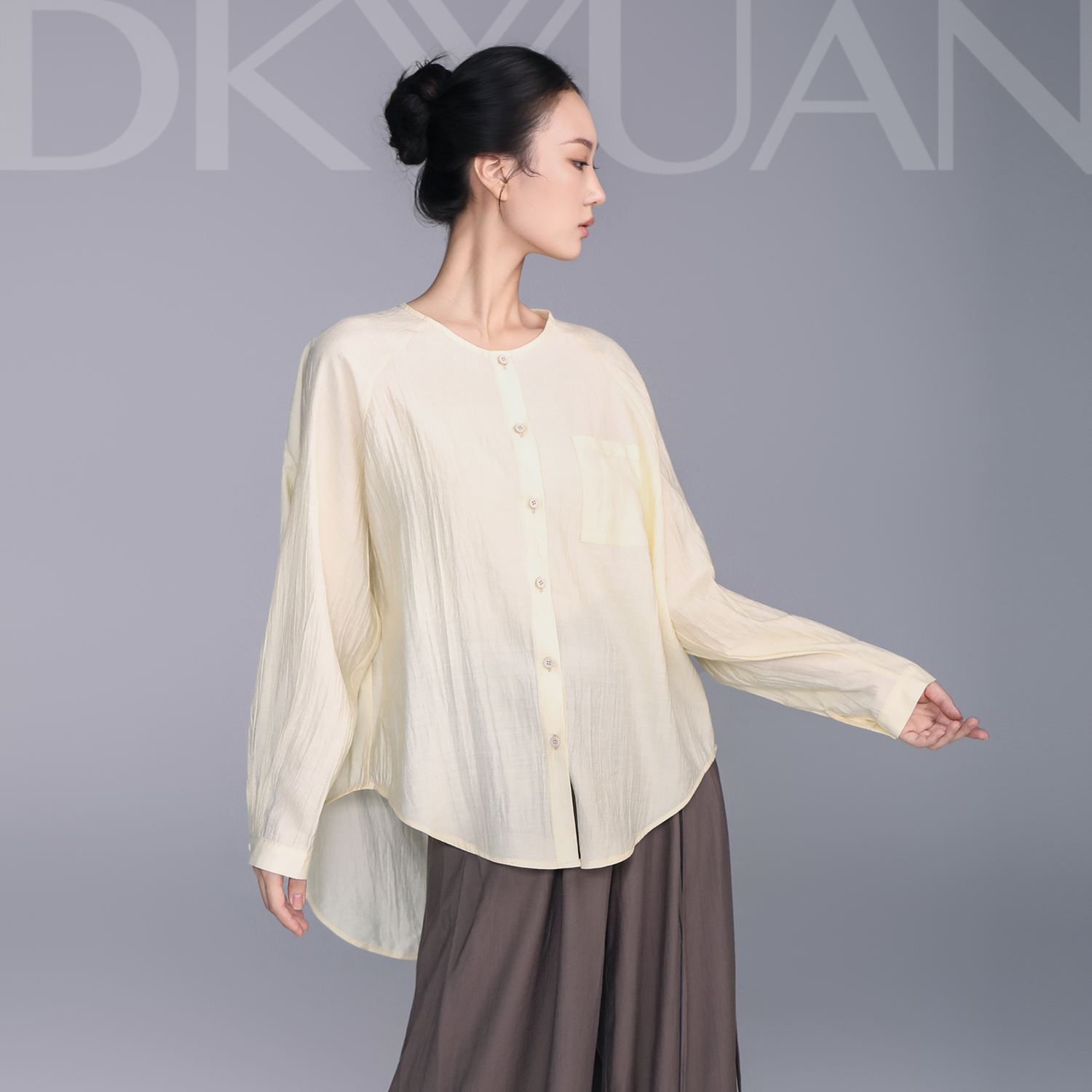 豆蔻依缘现代舞练功服新中式衬衫长袖上衣宽松显瘦舞蹈服演出服女