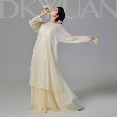豆蔻依缘现代舞练功服新中式汉服演出服飘逸牡丹亭古典舞舞蹈服女
