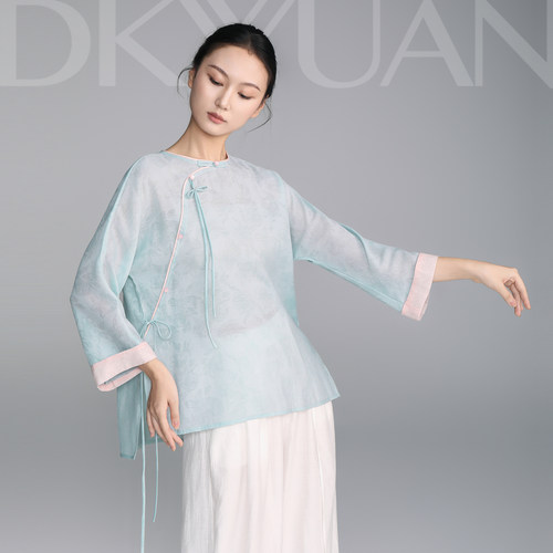 豆蔻依缘现代舞练功服长袖上衣新中式复古身韵服国风舞蹈服演出服